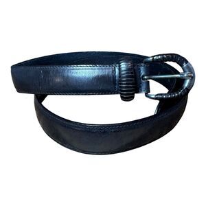 Cole Haan Black Leather Belt with Textured Buckle Size 36